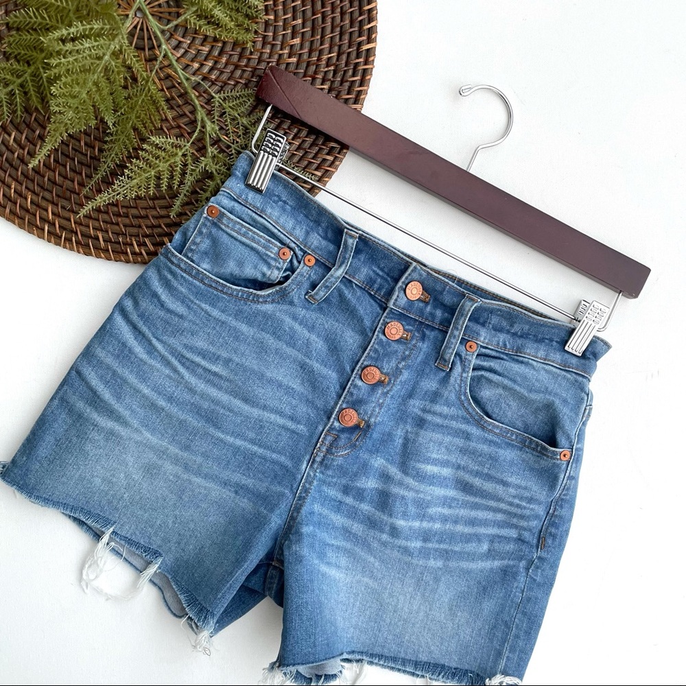 Madewell Women’s Short Denim Button Fly High Rise Cut Off Size 27